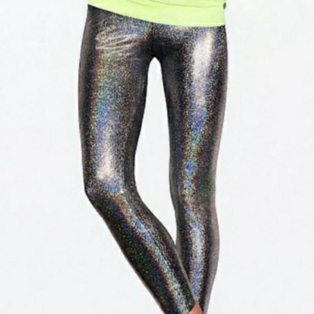 Pink Victoria’s Secret Silver Holographic Leggings Size M